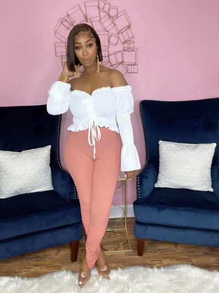 Women's summer drawstring shirt long-sleeved lace sexy one-shoulder crop top AL170