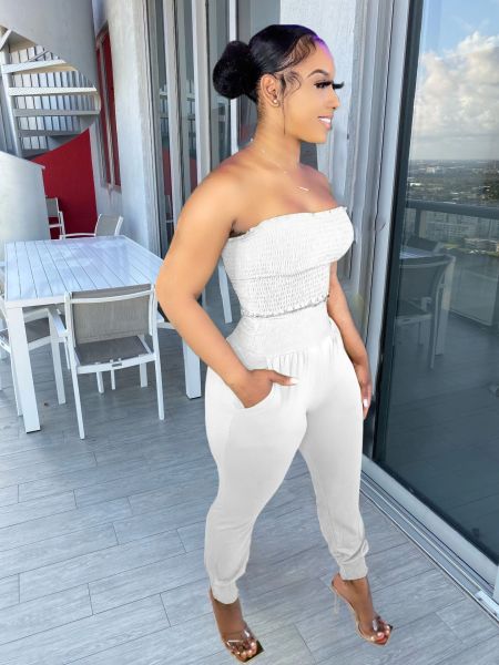 Pure color craft tube top casual suit TS1163