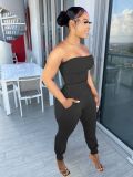 Pure color craft tube top casual suit TS1163