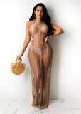 Women's sexy solid color knitted beach long skirt TS1150