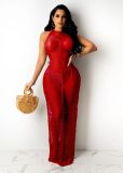 Women's sexy solid color knitted beach long skirt TS1150