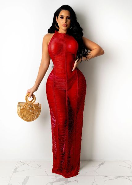 Women's sexy solid color knitted beach long skirt TS1150