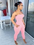 Pure color craft tube top casual suit TS1163
