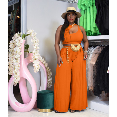 Casual fashion short sleeve solid color two-piece suit A8821