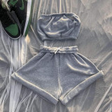 Women's summer new high-waist lace-up fashion casual shorts and chest wrap suit A8809