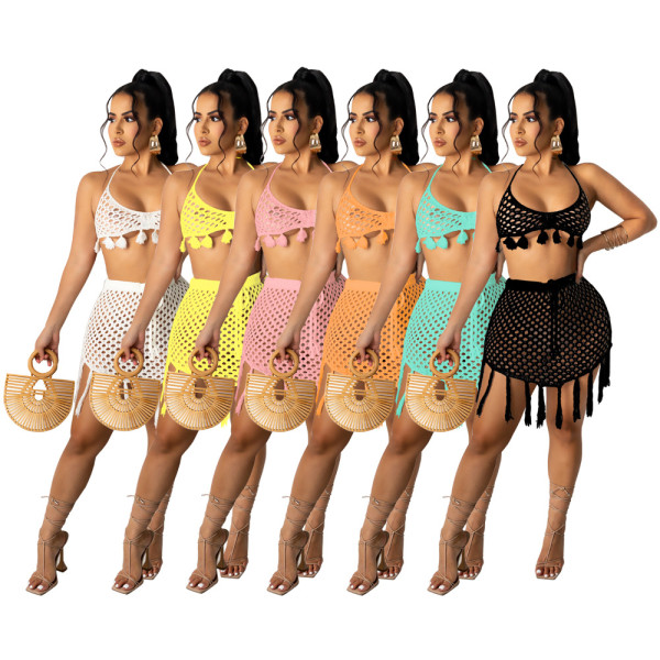Two-piece knitted mesh bikini beachwear TS1139