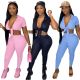 Sexy slim solid color pit strip short sleeve suit A8820