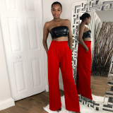 Multicolor High Waist Zipper Casual Pants Wide Leg Pants Y443