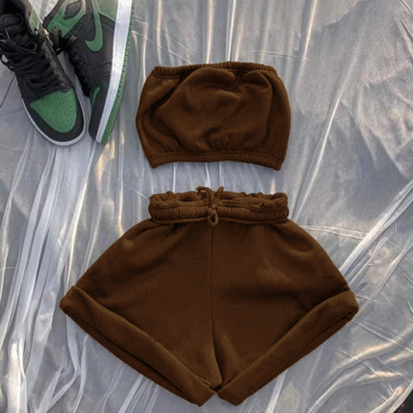 Women's summer new high-waist lace-up fashion casual shorts and chest wrap suit A8809