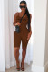 Solid color tights halter bodysuit M1142