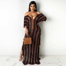 Women's summer beachwear crochet strapless off-the-shoulder dress in stock Y429