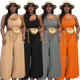 Casual fashion short sleeve solid color two-piece suit A8821