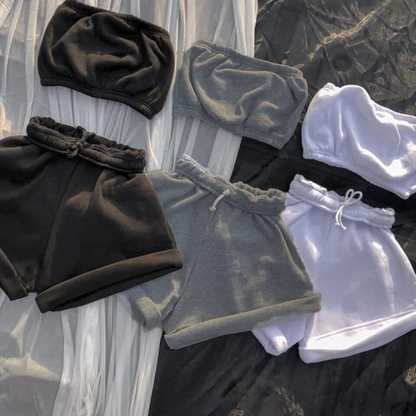Women's summer new high-waist lace-up fashion casual shorts and chest wrap suit A8809
