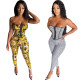 Fashion sexy top dress waistcoat halter slim fit printed suit WY6803
