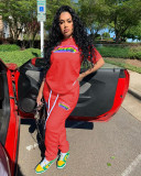 Fashion Fruit Color Printing Suit Short Sleeve Turtleneck Round Neck Pants Set Two Piece Set WY6810