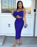 Fashion Sexy Sling Wrapped Skirt Tail Split High Waist Skirt Set Two Piece Set WY6770