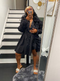 Fashion sexy irregular pleated loose solid color big swing dress dress WY6828