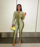 Fashion sexy slim round neck positioning print jumpsuit with invisible zipper on the back WY6827