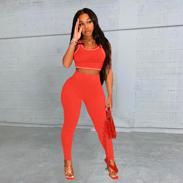 Fashion yoga leisure sports suit solid color two-piece suit HT6072