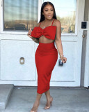 Fashion Sexy Sling Wrapped Skirt Tail Split High Waist Skirt Set Two Piece Set WY6770