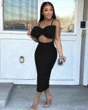 Fashion Sexy Sling Wrapped Skirt Tail Split High Waist Skirt Set Two Piece Set WY6770