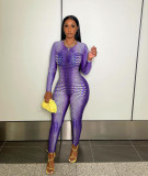 Fashion sexy slim round neck positioning print jumpsuit with invisible zipper on the back WY6827