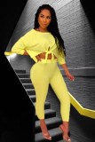 Women's summer and autumn fashion tie set casual two-piece suit J6222
