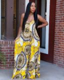 Fashion casual loose print summer jumpsuit W8372