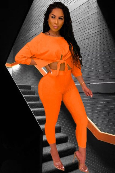 Women's summer and autumn fashion tie set casual two-piece suit J6222