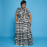 Two-piece umbilical multicolor printing suit plus size two-piece women's suit OSS21129