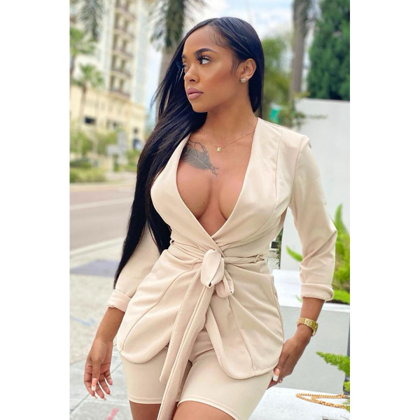 Sexy solid color tie suit two-piece suit GL6505 