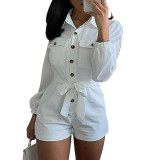 Women's fashion wholesale white woven casual jumpsuit BN7067
