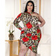 Leopard print one-shoulder strappy sexy dress AP7017