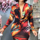 Tight-fitting low-cut sexy printed dress women's dress OSS19548