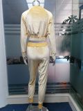 Fall/winter solid color zipper sweatshirt with tied feet sports trousers two-piece women AL8711