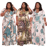 Printed loose long plus size women's dress OSS21116