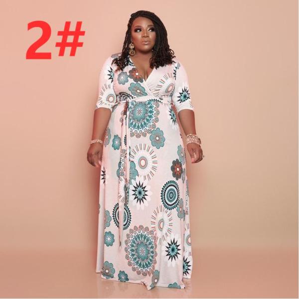 Printed loose long plus size women's dress OSS21116