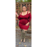 Plus size women's solid color sling strapless off-the-shoulder dress AP7005