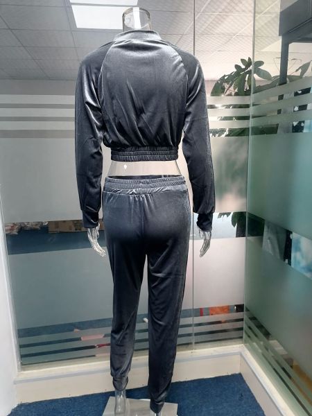 Fall/winter solid color zipper sweatshirt with tied feet sports trousers two-piece women AL8711