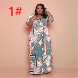 Printed loose long plus size women's dress OSS21116