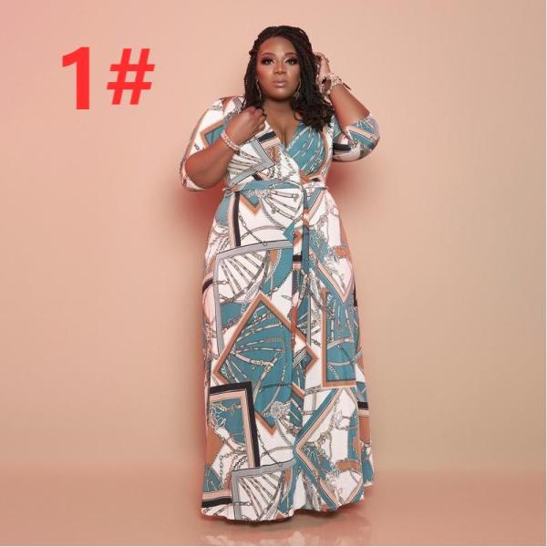Printed loose long plus size women's dress OSS21116