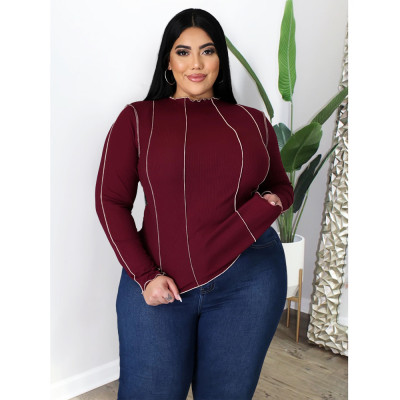 Fashion plus size women's solid color pit strip reverse side flower sleeve blouse AP7011