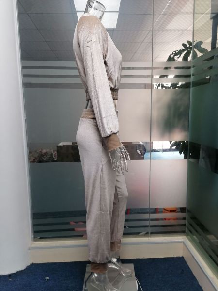 Fall/winter solid color zipper sweatshirt with tied feet sports trousers two-piece women AL8711