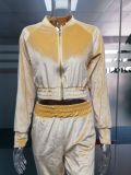 Fall/winter solid color zipper sweatshirt with tied feet sports trousers two-piece women AL8711