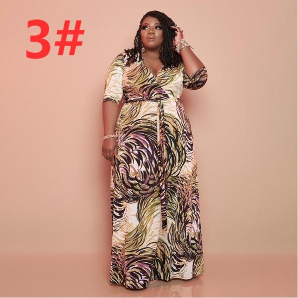Printed loose long plus size women's dress OSS21116