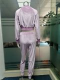 Fall/winter solid color zipper sweatshirt with tied feet sports trousers two-piece women AL8711