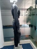 Fall/winter solid color zipper sweatshirt with tied feet sports trousers two-piece women AL8711
