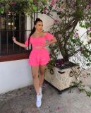 Women's two-piece one-shoulder ruffled wide-leg culottes H8975