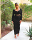 Sexy two-piece V-neck blouse with slit skirt H8984
