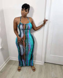 Fashion sexy tie-dye printed personalized dress NY8056
